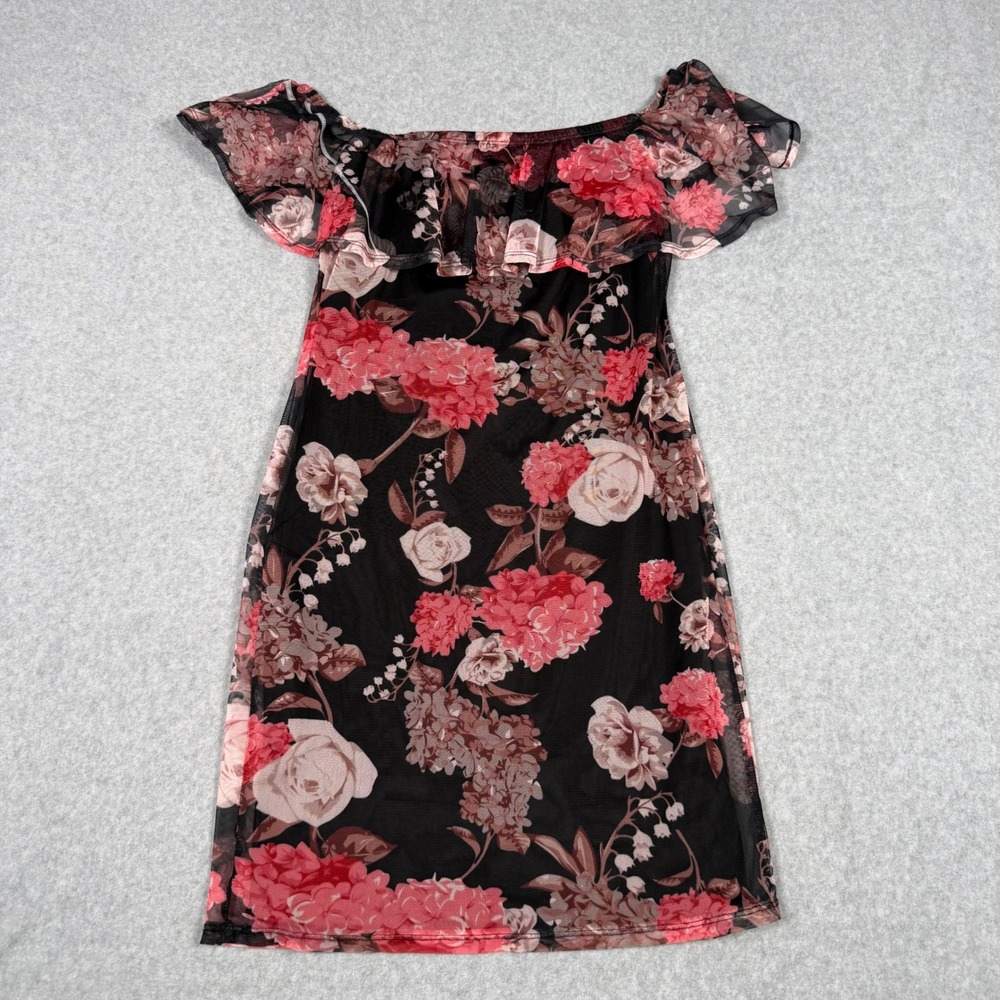 Charlotte Russe Y2K Black Pink Whimsigoth Fairy Grunge Floral Mini Dress Small